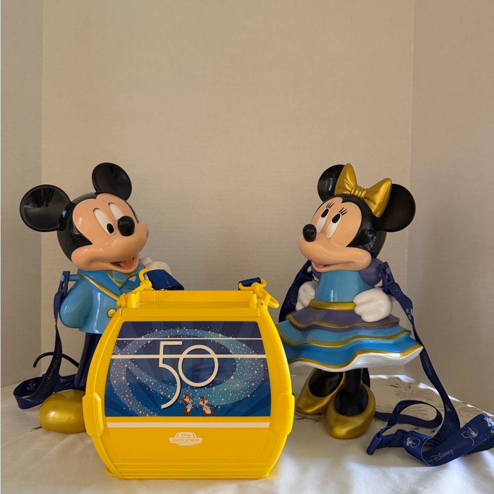 Disney Parks WDW 50th Celebration Popcorn Buckets & Sipper Set